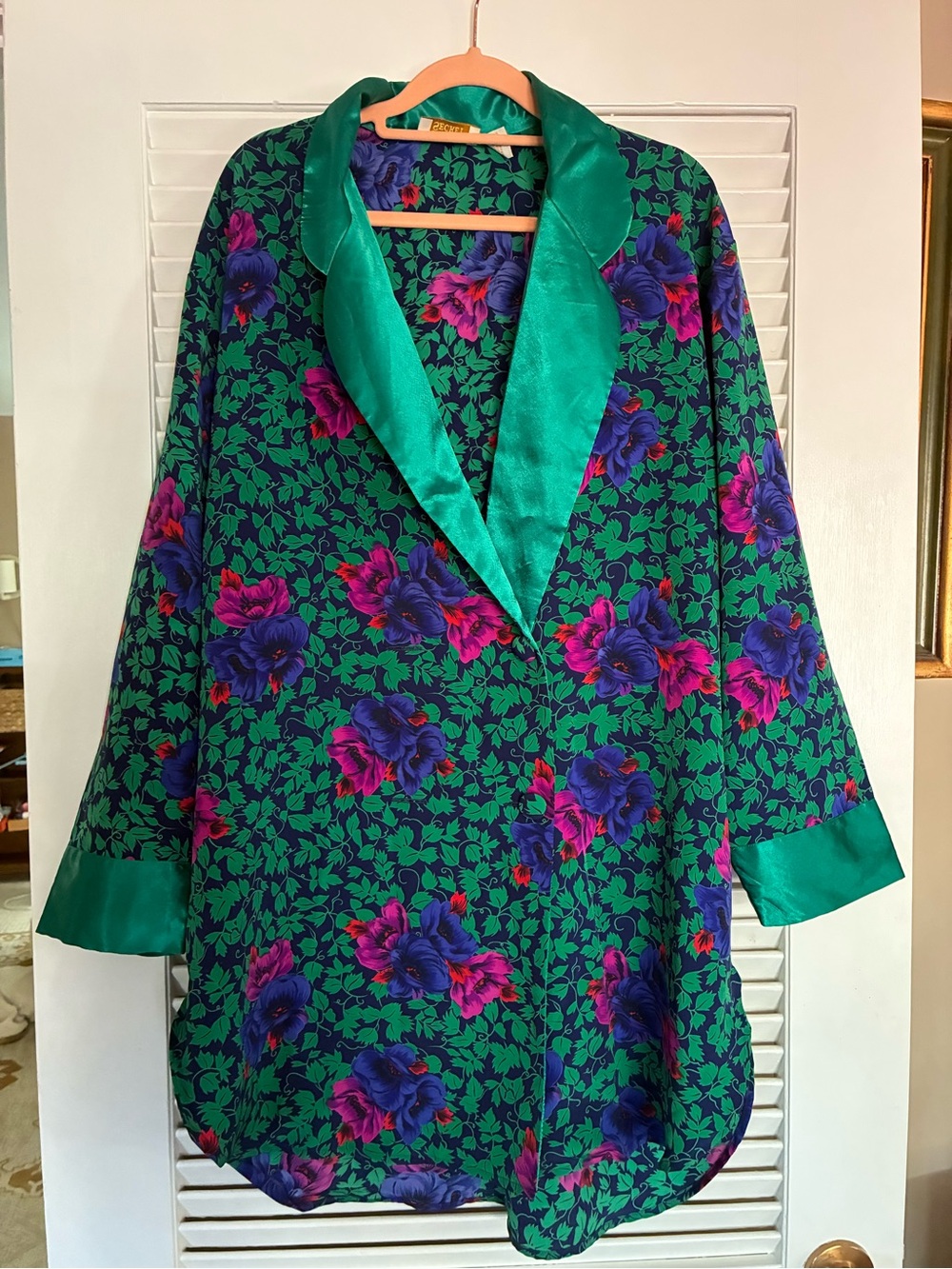 Victoria’s Secret Vintage Gold Label Floral Satin-Trim Robe